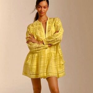 Anthropologie Zip-Front Mini Dress Yellow Size S, NWT